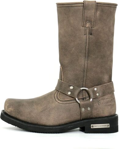 Hot Leathers BTM1003 Men's Stone Wash Brown 11-inch Tall Harness Leather Boots - 9 in Saudi Arabia