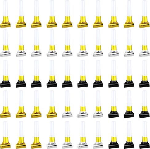 12 Pcs New Years Eve Noisemakers Party Favor Gold Silver Black Blower Horns Whistles 2026 Happy New Year Party Supplies for Sporting Events Birthday Celebration in Saudi Arabia