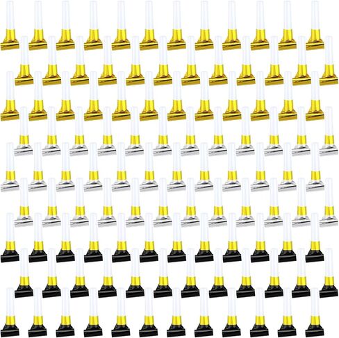 12 Pcs New Years Eve Noisemakers Party Favor Gold Silver Black Blower Horns Whistles 2026 Happy New Year Party Supplies for Sporting Events Birthday Celebration in Saudi Arabia