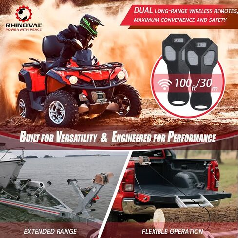 ونش 4000 رطل، IP67 مقاوم للماء، أجهزة تحكم عن بعد لاسلكية مزدوجة، حبل صناعي بقوة كسر 6600 رطل، 12 فولت، لاستعادة ATV/UTV، مقطورة، سرير مسطح (RH4000 منفصل) in Kuwait