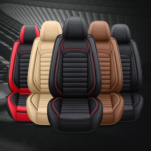 أغطية مقاعد السيارة الجلدية لسيارة كاديلاك XT5 2025، أغطية مقاعد السيارة مجموعة كاملة، أغطية مقاعد مع السلامة، غطاء مقعد مقاوم للماء متوافق مع وسادة هوائية (5 قطع القهوة القياسية) in Kuwait