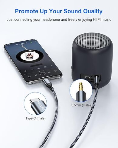 Aux to USB C - Braided USB-C to 3.5mm Aux Cable for Car(3.3FT) in Kuwait