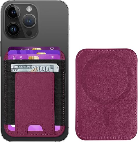 Upgraded for Magsafe Wallet, Strongest Magnetic Wallet, for iPhone Wallet Magsafe with 2 Card Slots, Magnetic Card Holder Wallet for iPhone 15/14/13/12 Series, Vegan Leather, Fit 7 Cards, Baby Pink in Kuwait