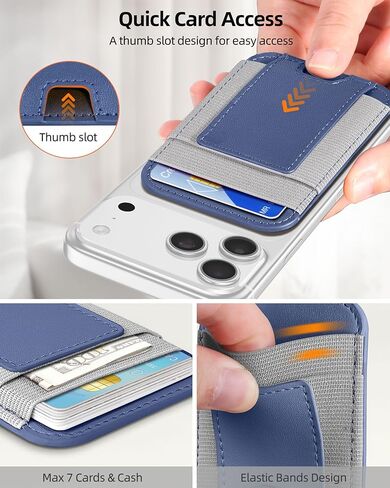 For Magsafe Wallet, 7 Cards Holder, Stronger Magnetic Wallet | Magnetic Phone Wallet for iPhone 17/16/15/14/13/12 Series, 2 Card Slots, RFID Blocking, Vegan Leather, Slim, Black in Kuwait