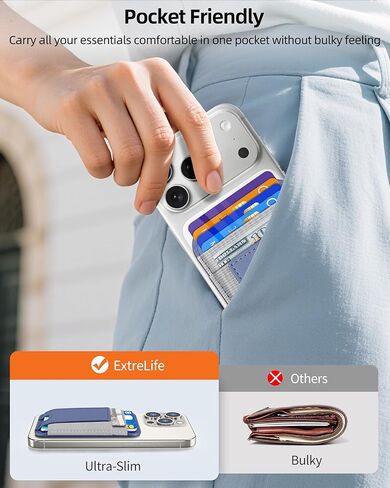 For Magsafe Wallet, 7 Cards Holder, Stronger Magnetic Wallet | Magnetic Phone Wallet for iPhone 17/16/15/14/13/12 Series, 2 Card Slots, RFID Blocking, Vegan Leather, Slim, Black in Kuwait