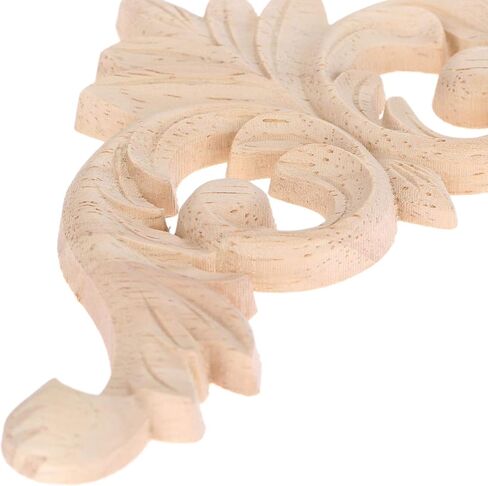 MUXSAM Wood Carved Applique Corner Onlay for Furniture Decoration, 4-Pack Unpainted Wooden Carving Decals for Walls Doors Mirrors Dresser Closet Bed Cabinet Decor DIY Project, 8x8cm/3.15"x3.15" in Saudi Arabia