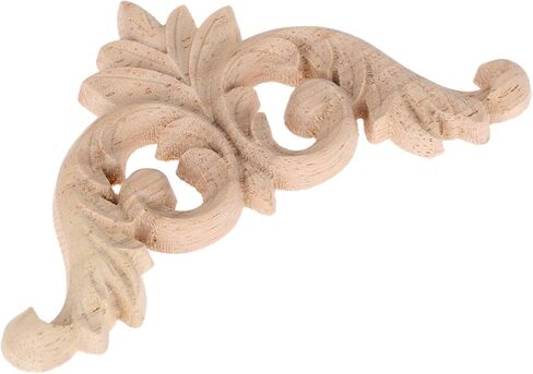 MUXSAM Wood Carved Applique Corner Onlay for Furniture Decoration, 4-Pack Unpainted Wooden Carving Decals for Walls Doors Mirrors Dresser Closet Bed Cabinet Decor DIY Project, 8x8cm/3.15"x3.15" in Saudi Arabia
