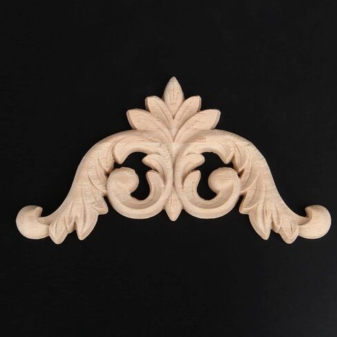 MUXSAM Wood Carved Applique Corner Onlay for Furniture Decoration, 4-Pack Unpainted Wooden Carving Decals for Walls Doors Mirrors Dresser Closet Bed Cabinet Decor DIY Project, 8x8cm/3.15"x3.15" in Saudi Arabia