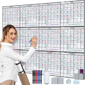 Large Dry Erase Calendar for Wall, 24x36, Large Wall Calendar Dry Erase, Big White Board for Office, Home & School, Giant Erasable Whiteboard, Jumbo Monthly Undated Reusable White Board Planner in Kuwait