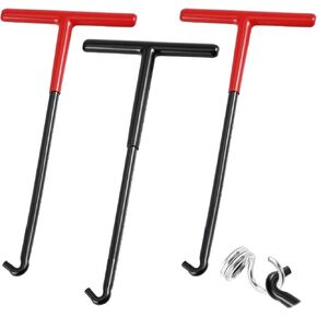 3 قطع أداة سحب زنبركية على شكل حرف T مقبض زنبركي عادم الدراجة النارية مع أنبوب طلاء مطاطي أداة ربط زنبركية لدراجة الثلج الترابية والترامبولين (أحمر وأسود) in Kuwait