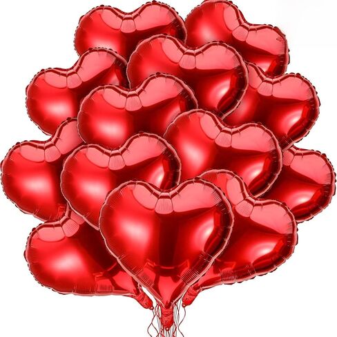 32 Pieces 18 Inch Heart Balloons Heart Shaped Foil Balloons Valentines Day Balloons for Valentines Day, Wedding, Engagement Decoration (Red) in Saudi Arabia