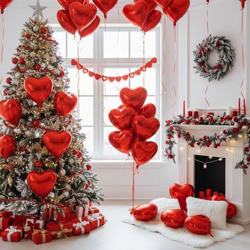 32 Pieces 18 Inch Heart Balloons Heart Shaped Foil Balloons Valentines Day Balloons for Valentines Day, Wedding, Engagement Decoration (Red) in Saudi Arabia