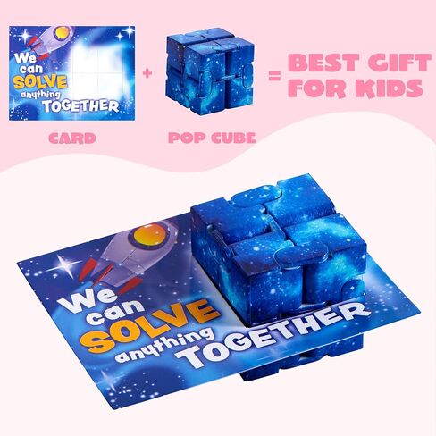 JOYIN 28 Packs Valentine’s Day Gift Cards with Infinity Magic Toys, Cosmic Hand-Held Flip, Stress Relief Fidget Toys for Kids Valentine's Party Favors, Classroom Exchange and Goodie Bag Stuffers in Kuwait