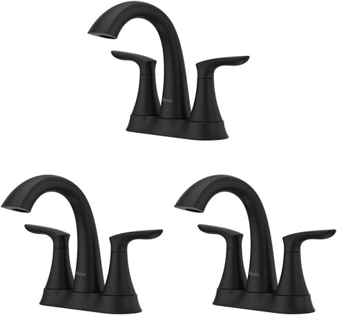 Pfister Weller Bathroom Sink Faucet, 4-Inch Centerset, 2-Handle, 3-Hole, Matte Black Finish, LG48WRPB in Kuwait