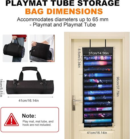 MTG Playmat Holder & Organizer Solution - Stores 6 TCG Mats + 1 Tube - Ideal for Magic Playmats - Premium Playmat TCG Storage Bag (Black) in Saudi Arabia
