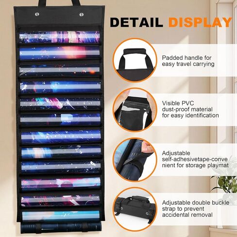 MTG Playmat Holder & Organizer Solution - Stores 6 TCG Mats + 1 Tube - Ideal for Magic Playmats - Premium Playmat TCG Storage Bag (Black) in Saudi Arabia
