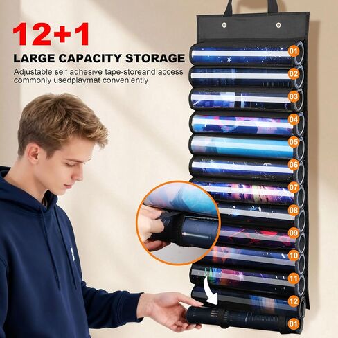 MTG Playmat Holder & Organizer Solution - Stores 6 TCG Mats + 1 Tube - Ideal for Magic Playmats - Premium Playmat TCG Storage Bag (Black) in Saudi Arabia