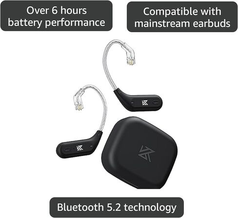 KZ AZ09 PRO Bluetooth 5.2 Upgraded Cable Wireless Adapter Cable KZ Replacement Cable for ​iem KZ ZS10 PRO/ZSN Pro X/ZSN PRO/EDX PRO/DQS/AS16/PR2/zex pro/CRA/C10/C12 Earbuds Earphones (C PIN, Black) in Kuwait