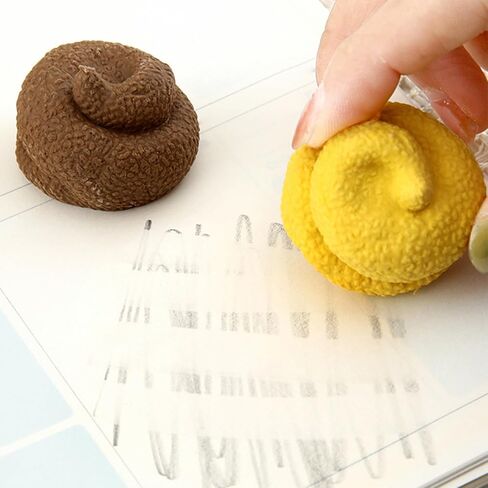 2-Piece Set of Pencil Erasers, Poop Shaped Erasers, Student Drawing Stationery DJA528-01 in Saudi Arabia