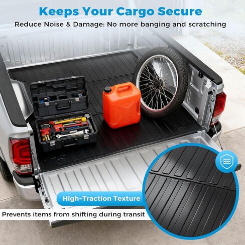 حصيرة سرير شاحنة Tsumbay لسيارة Toyota Tacoma 2024 2025، بطانة سرير TPE مناسبة لجميع الأحوال الجوية، حماية شديدة التحمل مضادة للانزلاق، قطعة واحدة باللون الأسود in Kuwait