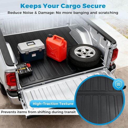 Tsumbay Truck Bed Mat for Toyota Tacoma 2024 2025, Custom Fit TPE All-Weather Bed Liner, Heavy-Duty Anti-Slip Cargo Mat Protection, 1PC Black in Saudi Arabia