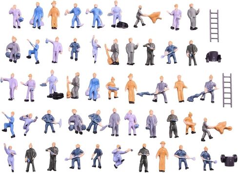 50-Piece 1:87 Scale Painted Model Train Figures – Realistic HO Scale People for Train Layouts & Dioramas 25 Unique Poses in Saudi Arabia