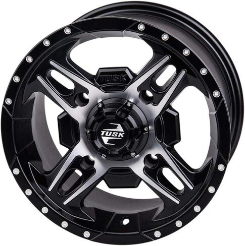 TUSK 4/137 Beartooth Wheel 12x7 5.0 + 2.0 Machined/Black for Kawasaki Mule SX 400 2017-2025 in Saudi Arabia