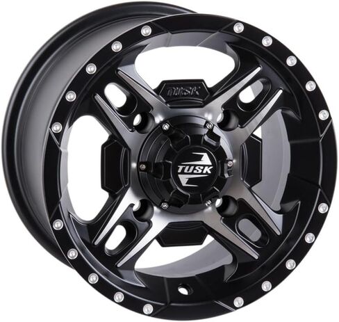 TUSK 4/156 Beartooth Wheel 14x7 5.0 + 2.0 Machined/Black for Kawasaki Mule Pro-FXR 1000 2024 in Saudi Arabia