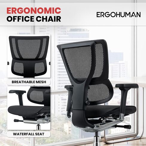 Ergohuman Eurotech ME3ERG-XTREME كرسي مكتب شبكي متوسط ​​الظهر مع التحكم في شد الإمالة، قفل الإمالة، زاوية الظهر، ارتفاع الظهر، إمالة متزامنة، ارتفاع المقعد، عمق المقعد، وتعديلات ارتفاع الذراع، رمادي in Kuwait