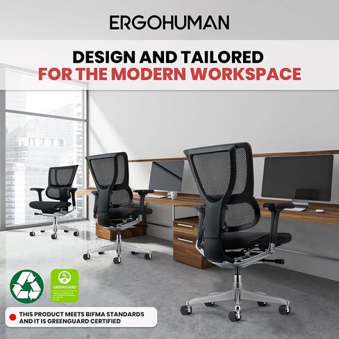 Ergohuman Eurotech ME3ERG-XTREME كرسي مكتب شبكي متوسط ​​الظهر مع التحكم في شد الإمالة، قفل الإمالة، زاوية الظهر، ارتفاع الظهر، إمالة متزامنة، ارتفاع المقعد، عمق المقعد، وتعديلات ارتفاع الذراع، رمادي in Kuwait