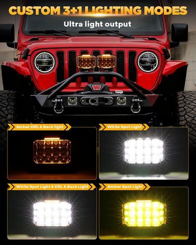 جراب إضاءة LED من سلسلة Auxbeam V-MAX مقاس 7x5 بوصة مكعب + 5 بوصات مستديرة للطرق الوعرة مع مطلق النار الجانبي in Kuwait
