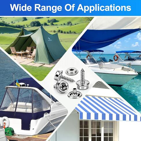 HIWRBDTI 150 Pcs Stainless Steel Canvas Snap Button Kit with 2 Pcs Setting Tool for Boat Cover, Metal Marine Grade 3/8 Inch Socket Heavy Duty Screws Snaps Fasteners Kit for Fabric, Furniture, Leather in Saudi Arabia