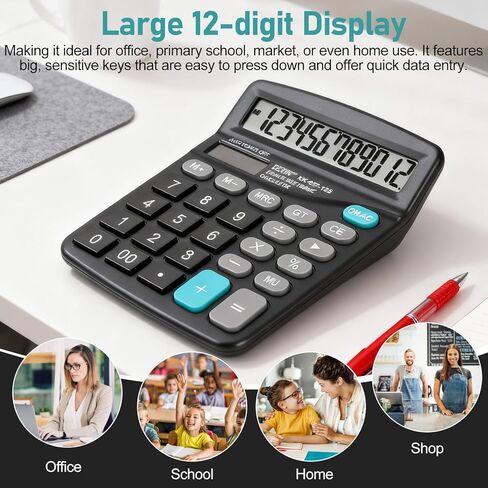 Desktop Calculator-12-Digit Office Calculators with Large LCD Display, Perfect for Office Business Home Daily Use in Saudi Arabia