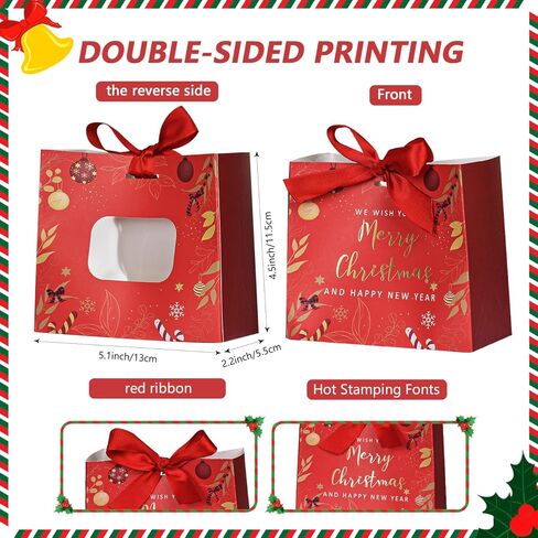 25 Pack Small Christmas Gift Bags, 5.1 x 4.5 x 2.2 Inches Mini Xmas Gift Bags, Small Gift Bag Christmas for Wrapping Presents, Classroon Exchange, Xmas Decor (Mix Color) in Saudi Arabia