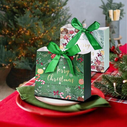 25 Pack Small Christmas Gift Bags, 5.1 x 4.5 x 2.2 Inches Mini Xmas Gift Bags, Small Gift Bag Christmas for Wrapping Presents, Classroon Exchange, Xmas Decor (Mix Color) in Saudi Arabia