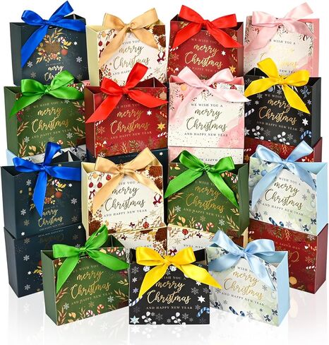 25 Pack Small Christmas Gift Bags, 5.1 x 4.5 x 2.2 Inches Mini Xmas Gift Bags, Small Gift Bag Christmas for Wrapping Presents, Classroon Exchange, Xmas Decor (Mix Color) in Saudi Arabia