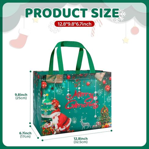 XPCARE 18P Christmas Large Non-woven Bag, 12.8 x 9.8 x 6.7 Inch Large Christmas Gift Bags Reusable Non-Woven Tote Bags with Handles, for Xmas Holiday Party Favors Supplies in Saudi Arabia