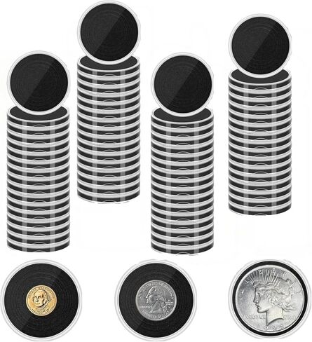 60 Pcs 17-40mm Coin Holders,Silver Dollar Coin Holders, Round Coin Holder for Collectors, Plastic Coin Protectors with Adjustable Sponge Rings(17/20/25/26/30/33/38/40mm) (60) in Saudi Arabia