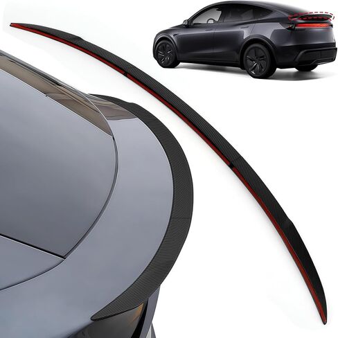 Spoiler Fit for Tesla Model Y Juniper 2025 2026, 3-Piece ABS Adhesive Rear Spoiler Wing OEM Rear Trunk Lip, Aerodynamic Stability, 2025 2026 Model Y Juniper Accessories (Carbon Pattern) in Kuwait