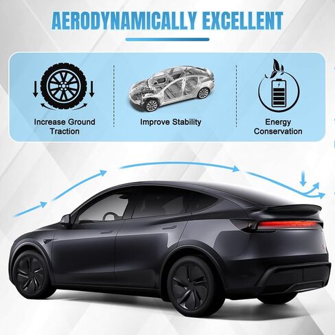 Spoiler Fit for Tesla Model Y Juniper 2025 2026, 3-Piece ABS Adhesive Rear Spoiler Wing OEM Rear Trunk Lip, Aerodynamic Stability, 2025 2026 Model Y Juniper Accessories (Carbon Pattern) in Kuwait