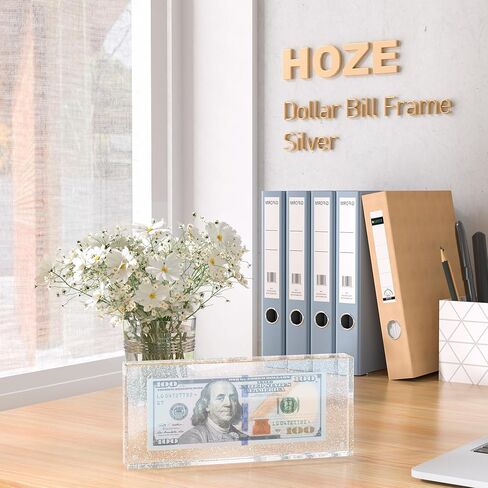 Acrylic Currency Display Self Standing Dollar Bill Holder Frame - 7.7" x 3.8" Display is Perfect Size for Bills, Tickets, Banknotes, and Postage Stamps in Kuwait