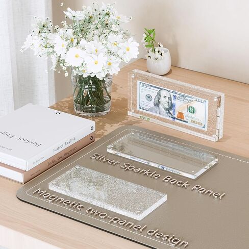 Acrylic Currency Display Self Standing Dollar Bill Holder Frame - 7.7" x 3.8" Display is Perfect Size for Bills, Tickets, Banknotes, and Postage Stamps in Kuwait