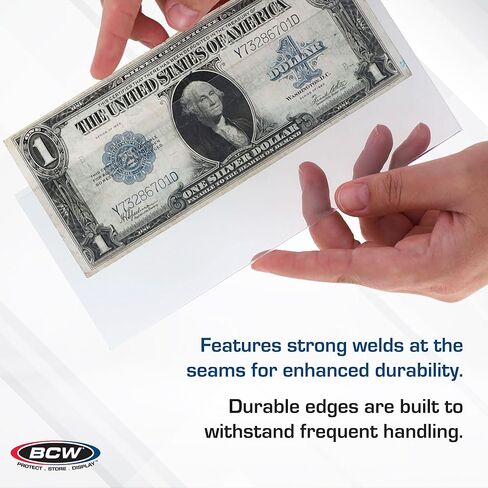 BCW Deluxe Currency Holder - Regular Bill (Dollar) Semi-Rigid Holder - Holds up to 6.38' x 2.78' - (Pack of 50) - Currency and Coin Collecting Supplies in Saudi Arabia