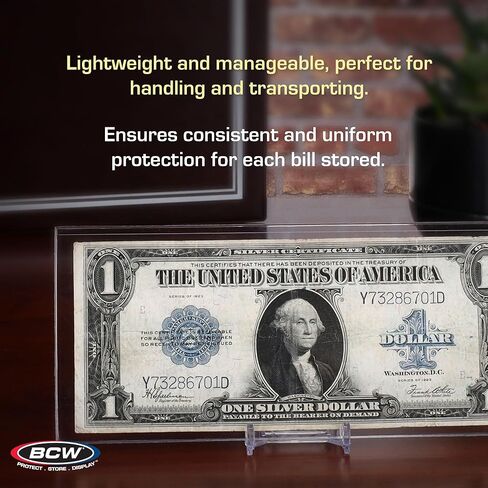 BCW Deluxe Currency Holder - Regular Bill (Dollar) Semi-Rigid Holder - Holds up to 6.38' x 2.78' - (Pack of 50) - Currency and Coin Collecting Supplies in Saudi Arabia