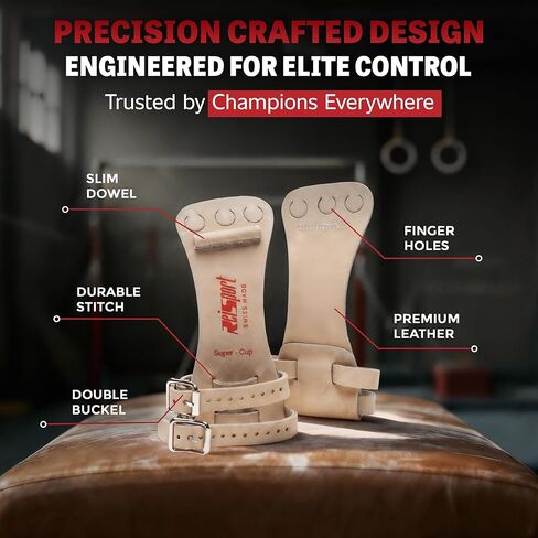 مقابض الجمباز العالية من Reisport للرجال - أشرطة جلدية متينة لقبضة آمنة - مقابض يد لقضبان الجمباز للرجال والأولاد - معدات وإكسسوارات الجمباز للاعبي الجمباز المتقدمين، صنع في الولايات المتحدة الأمريكية in Kuwait