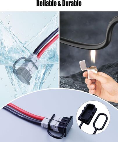 175A 4AWG Battery Connector Cable Fit for Andersons Plug Extension Cable Forklift, 30cm 4 Gauge Quick Connect Disconnect Wire Harness with Ends Lug and Waterproof Cap in Kuwait