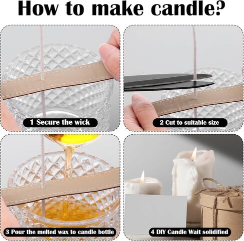 100Pcs Candle Wicks with Base, 8 Inch ECO Candle Wicks for Candles Making, Cotton Thick Wood Wick for Soy Candles DIY Crafts in Kuwait