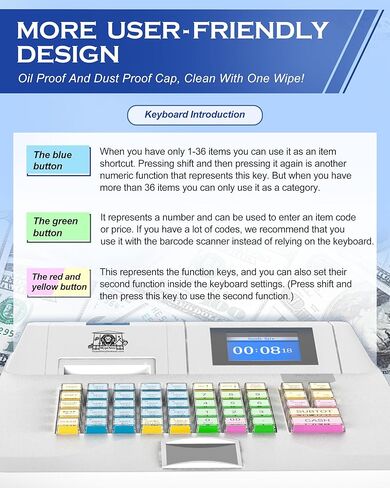 2025 HypeXtec Smart Cash Register with Cash Drawer&Scanner for Small Business,Waterproof&Oil-Proof Electronic Cash Registers Dual Display and Auto Print Receipt in Saudi Arabia