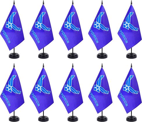 ZXvZYT لافتة علم أجنحة القوات الجوية الأمريكية، مجموعة علم مكتب أجنحة القوات الجوية الأمريكية، أعلام صغيرة صغيرة لطاولة المكتب العسكرية مع 12 بوصة عمود صلب أسود وقاعدة حامل (12 حزمة) in Kuwait