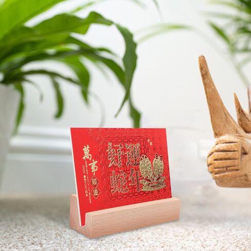 Multifunctional Wood Display Stand with Slot for Calendars Photos Cards Natural Wooden Base for Desktop Decor Tabletop Photo Holder Versatile Office and Party Accessory in Saudi Arabia